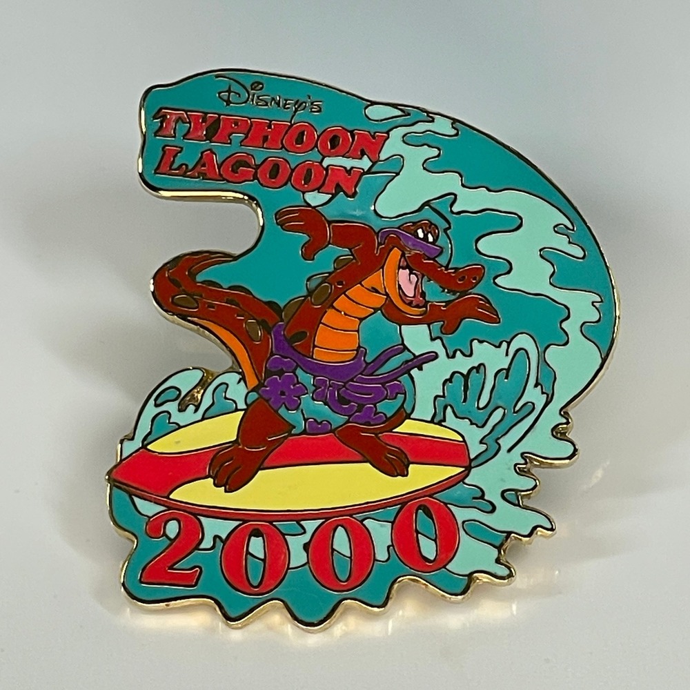 Disney Typhoon Lagoon Pin 2000 Lagoona Gator Surfing Walt Disney World Retro